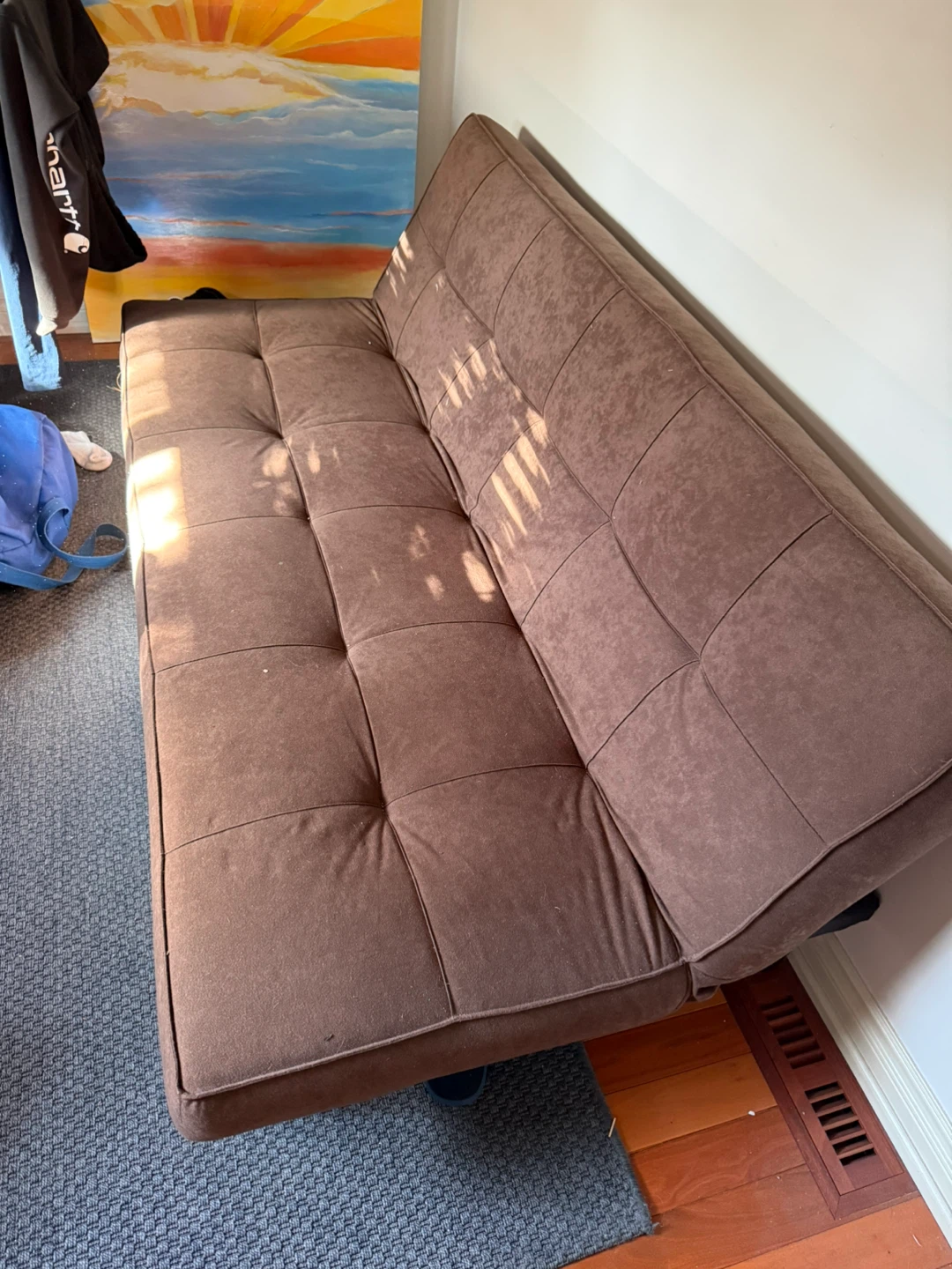 Brown Tufted Futon Sofa Bed - photo 2