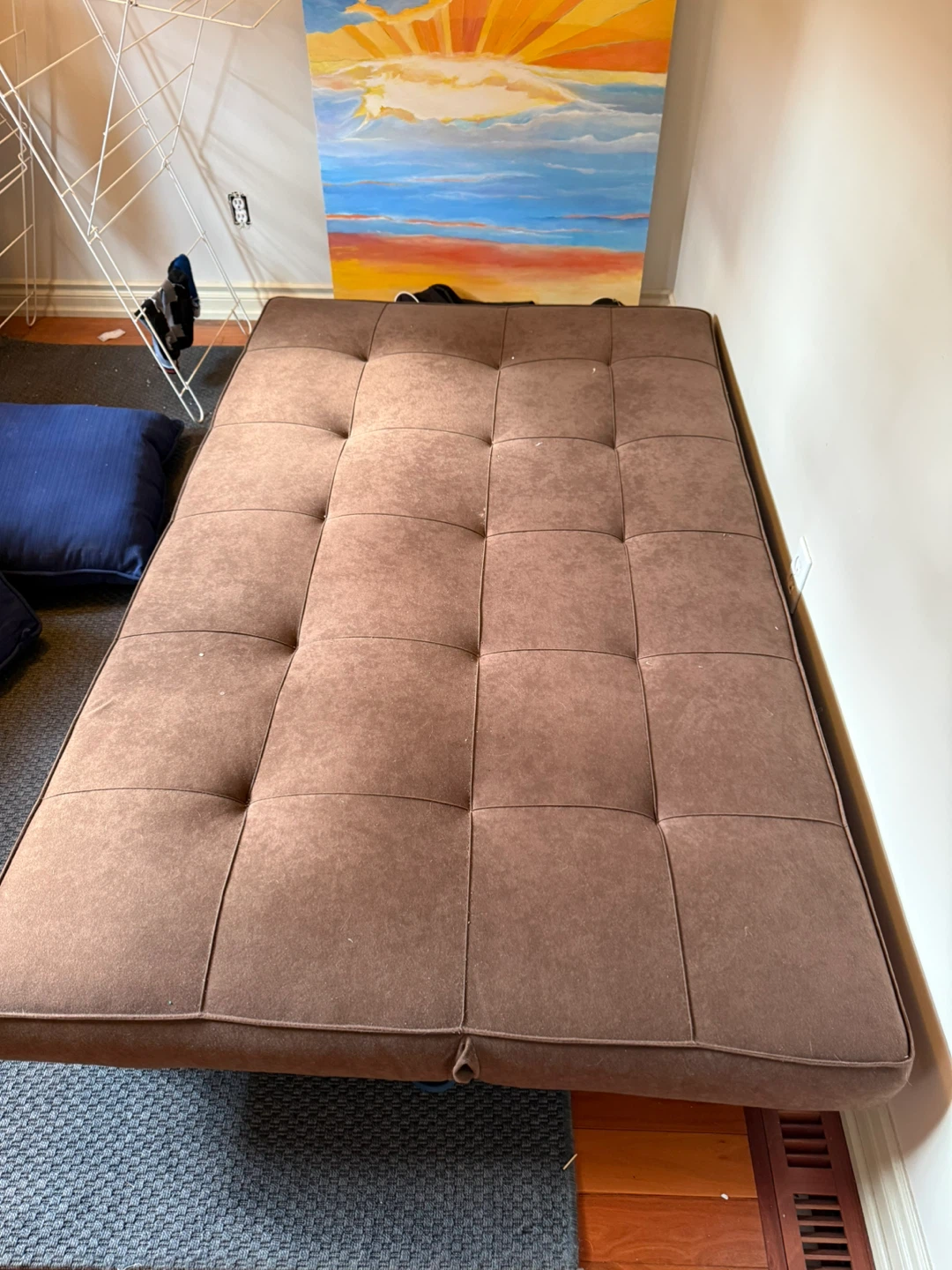 Brown Tufted Futon Sofa Bed - photo 3