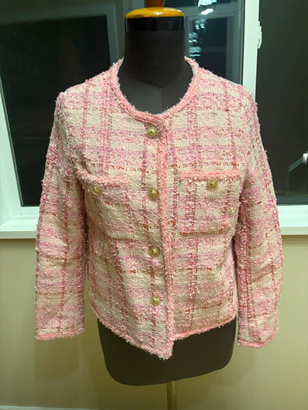 Pink Tweed Cropped Jacket