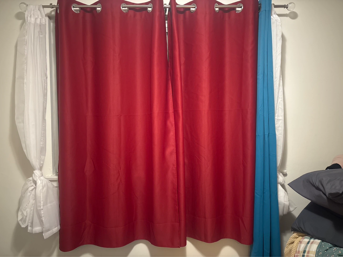 Red and Blue Room Darkening Curtains