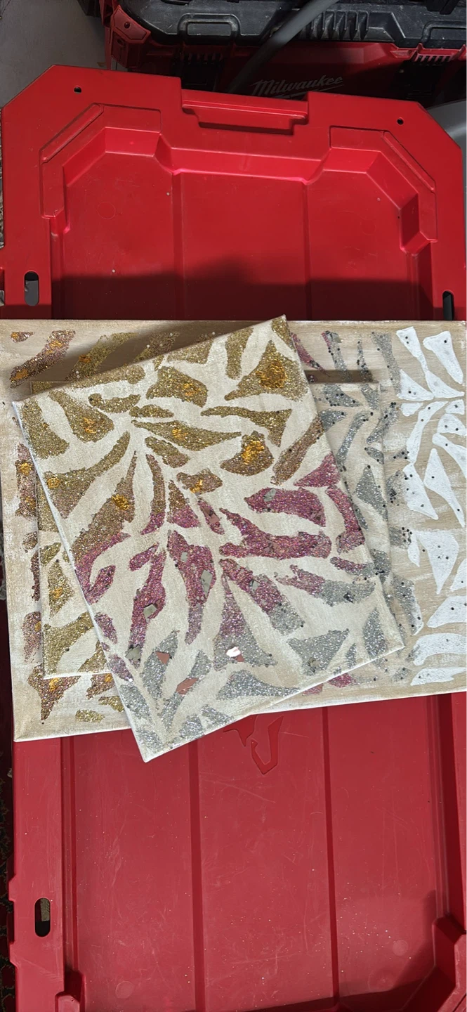 Set of 3 Glitter Art Canvases
