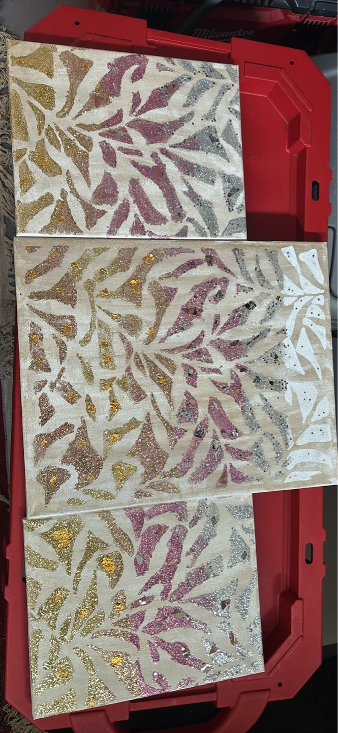 Set of 3 Glitter Art Canvases - photo 2