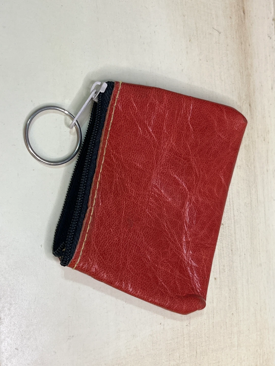 Leather Red Coin Pouch / Key Holder - photo 2