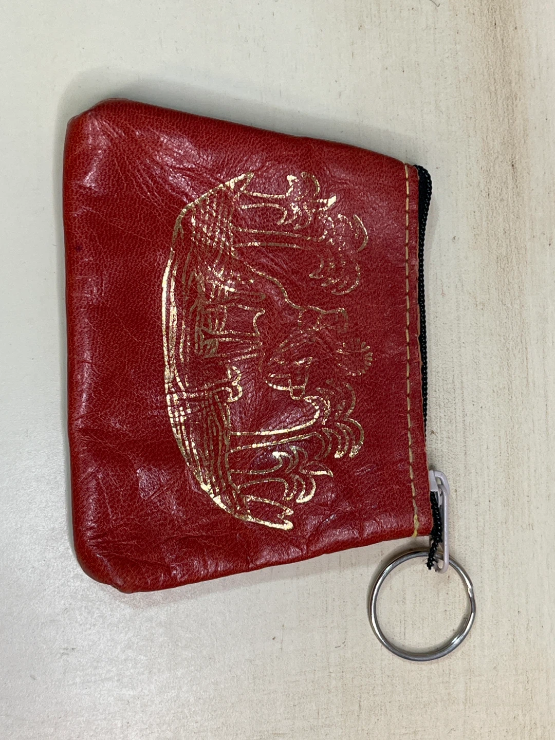 Leather Red Coin Pouch / Key Holder