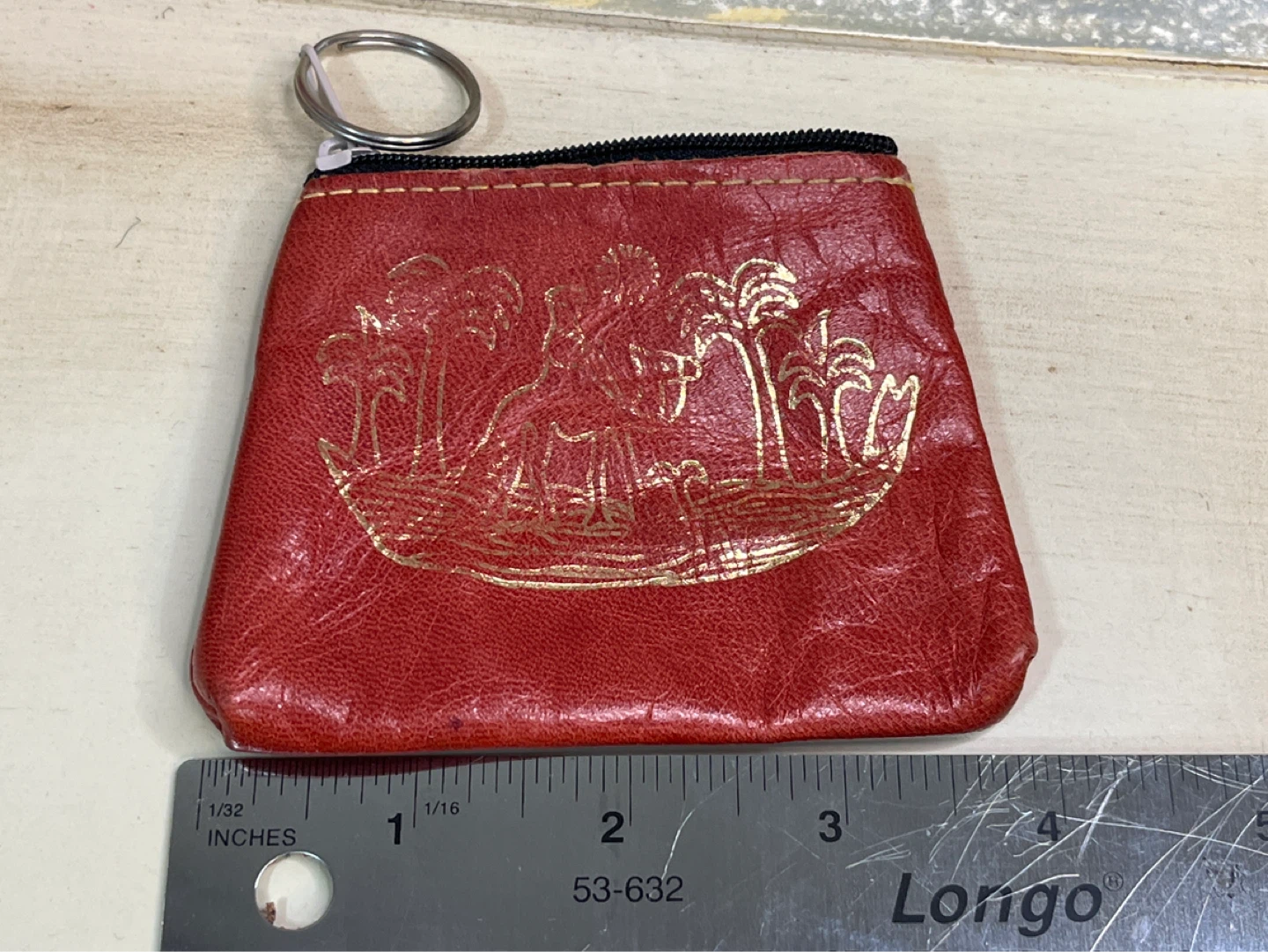 Leather Red Coin Pouch / Key Holder - photo 4