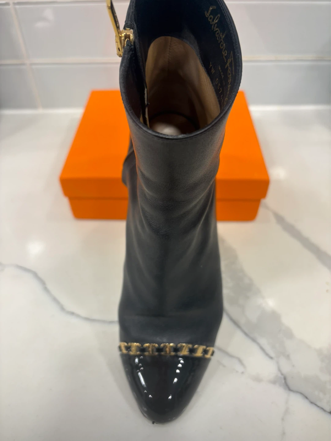 Salvatore Ferragamo Black Leather Ankle Boots Size 8