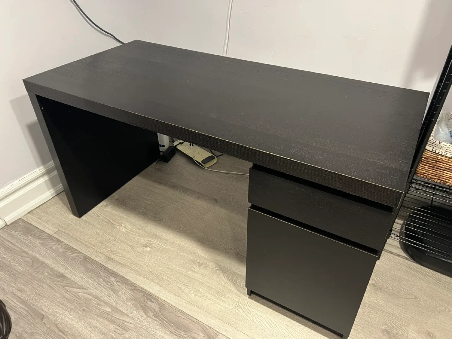 Dark Brown Desk with Drawers