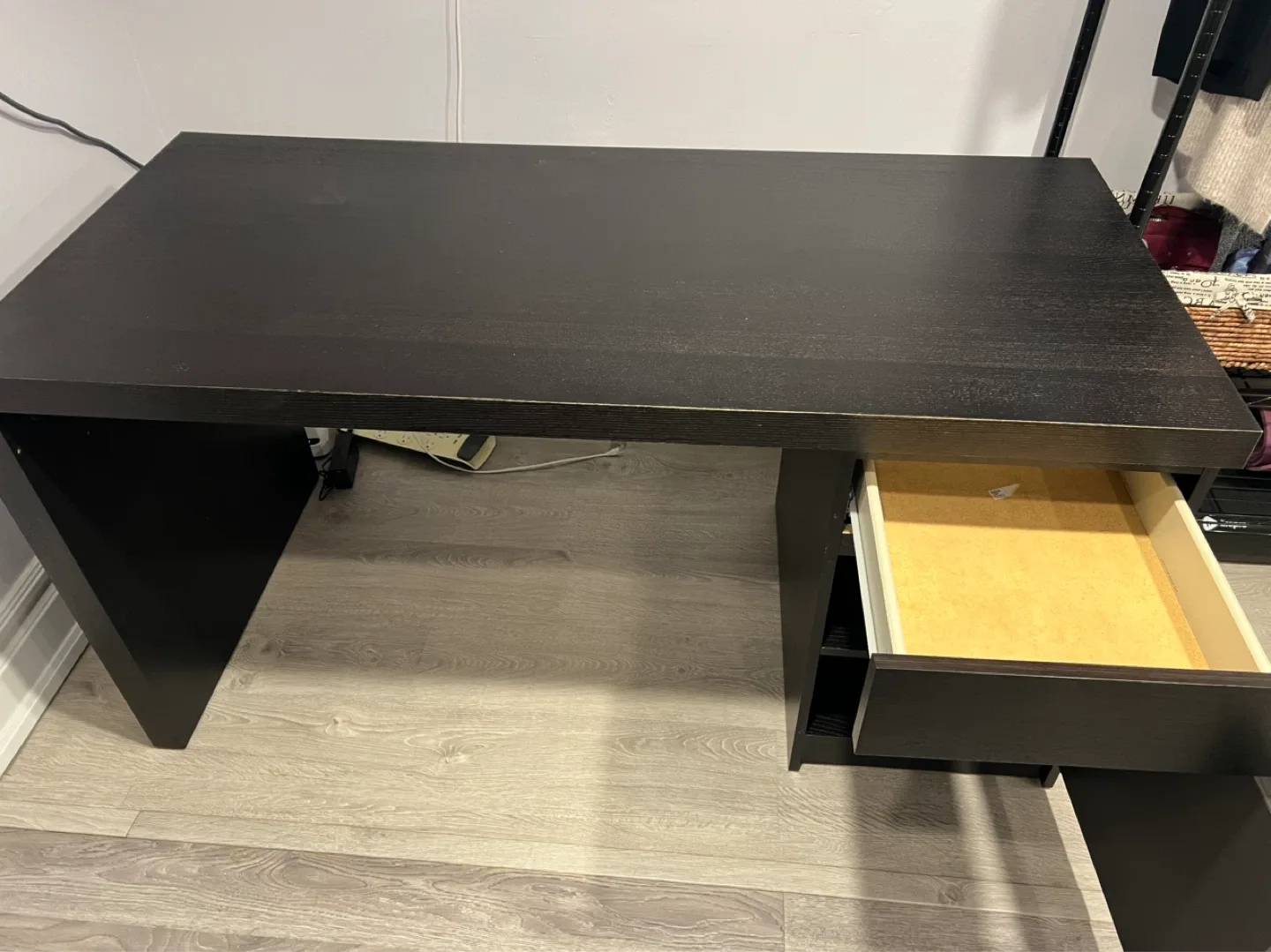 Dark Brown Desk with Drawers - photo 3
