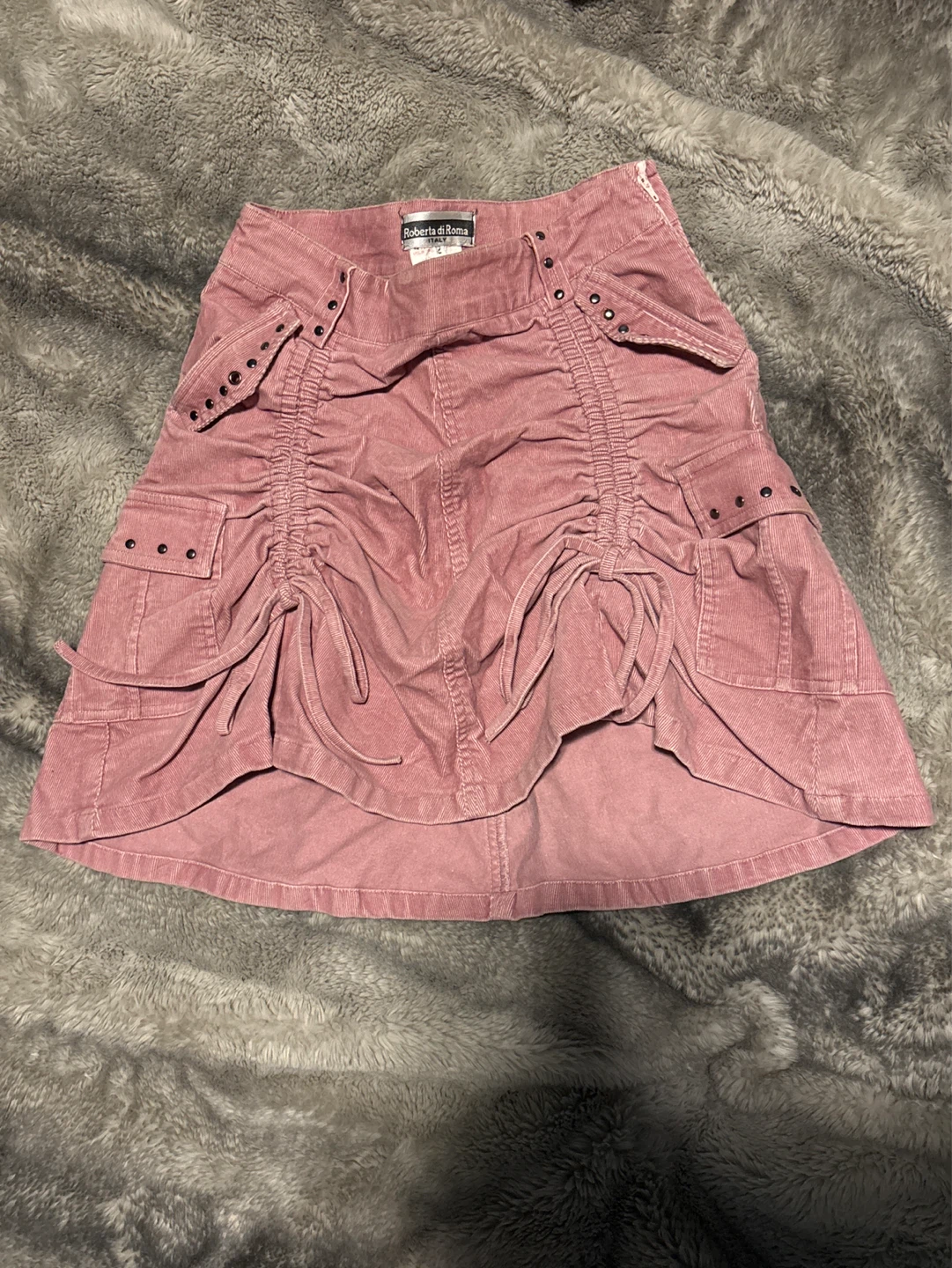 Y2K Roberta di Camerino Pink Corduroy Cargo Skirt