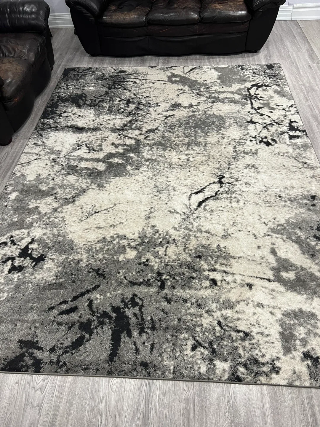 Abstract Area Rug - Grey/Cream/Black - photo 3
