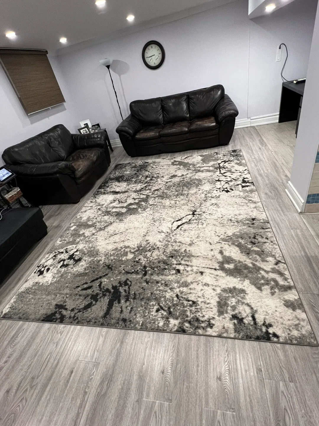 Abstract Area Rug - Grey/Cream/Black