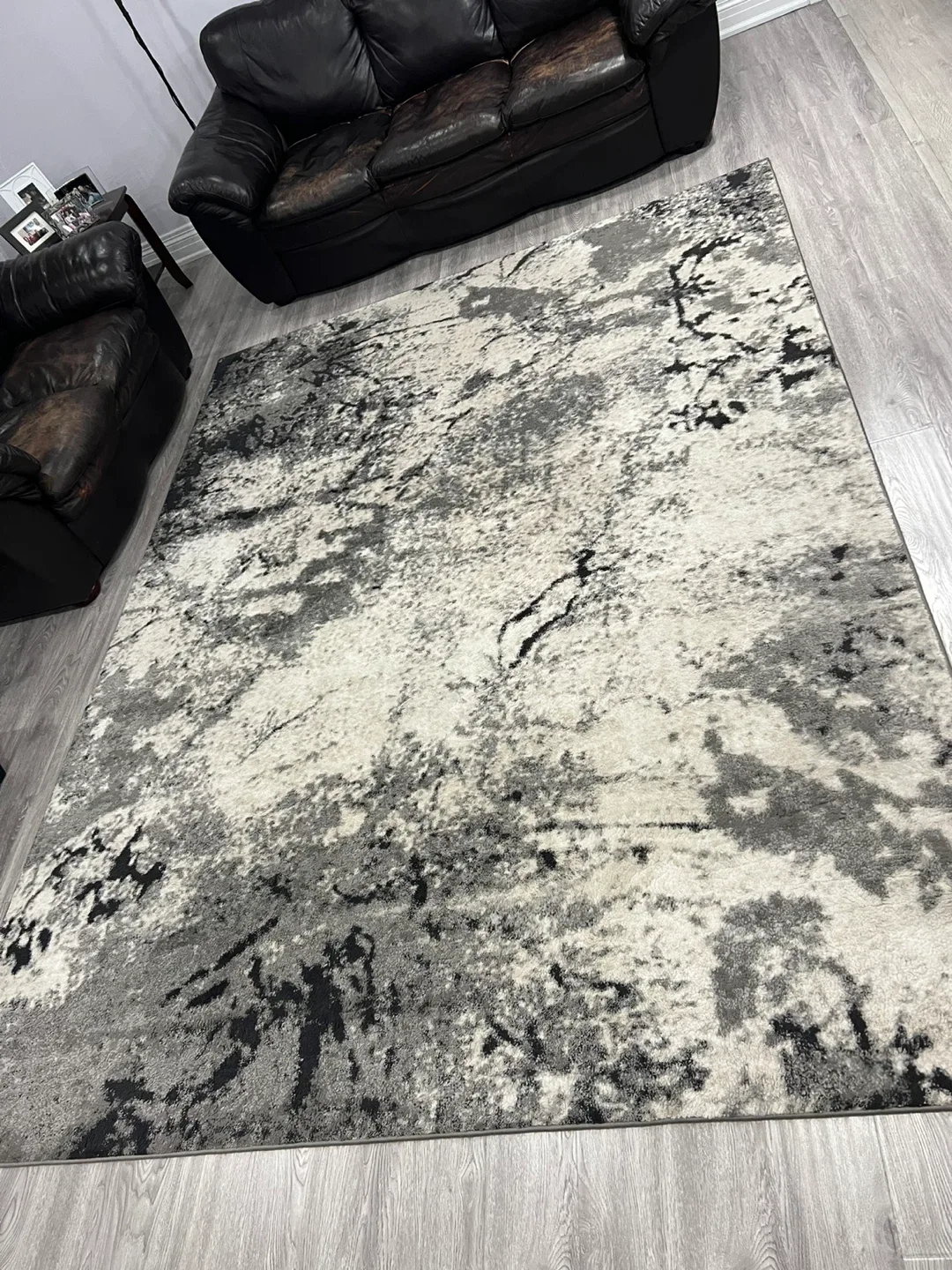 Abstract Area Rug - Grey/Cream/Black - photo 2