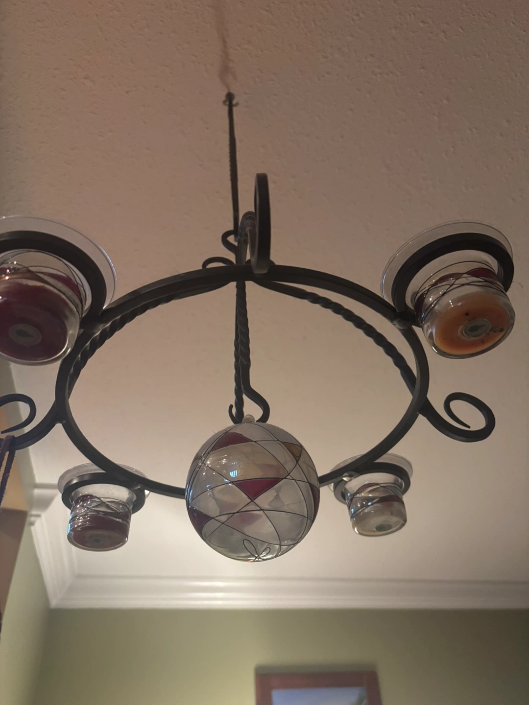 Black Wrought Iron Chandelier Candle Holder - photo 3