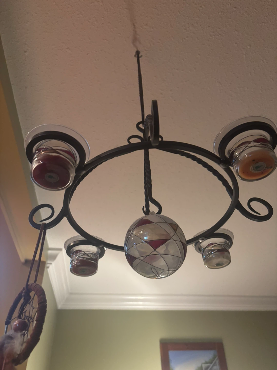 Black Wrought Iron Chandelier Candle Holder - photo 4