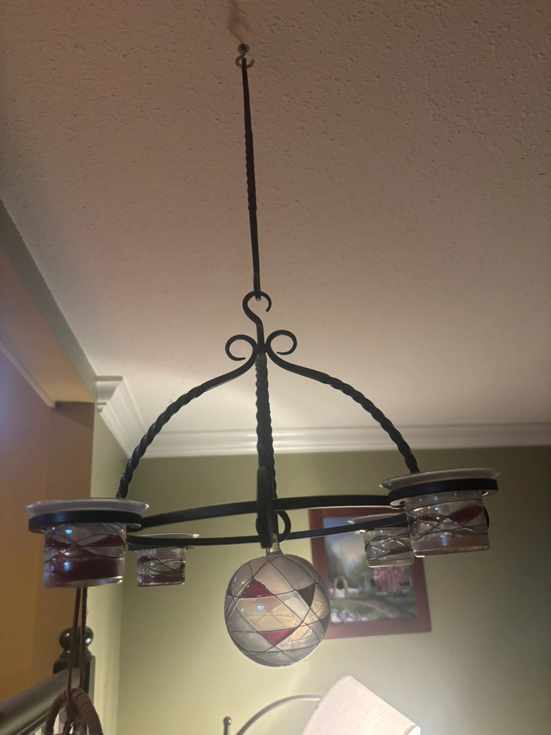 Black Wrought Iron Chandelier Candle Holder - photo 5