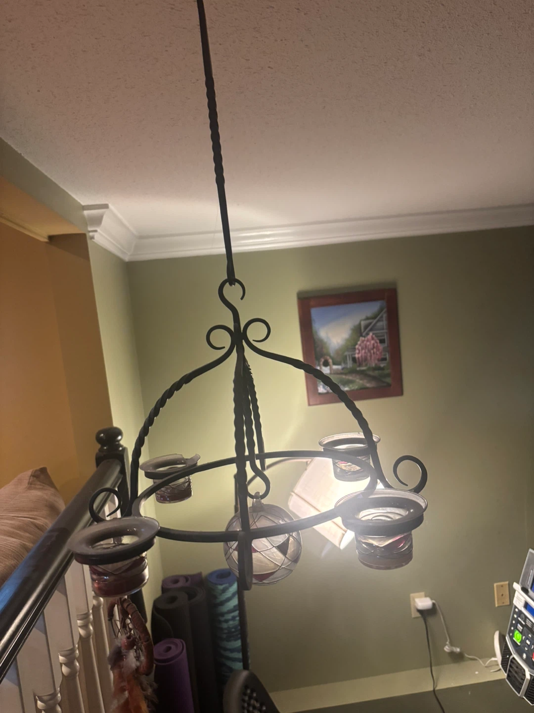 Black Wrought Iron Chandelier Candle Holder - photo 2