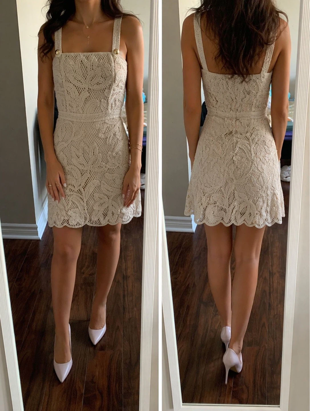 Cream Crochet Lace Mini Dress