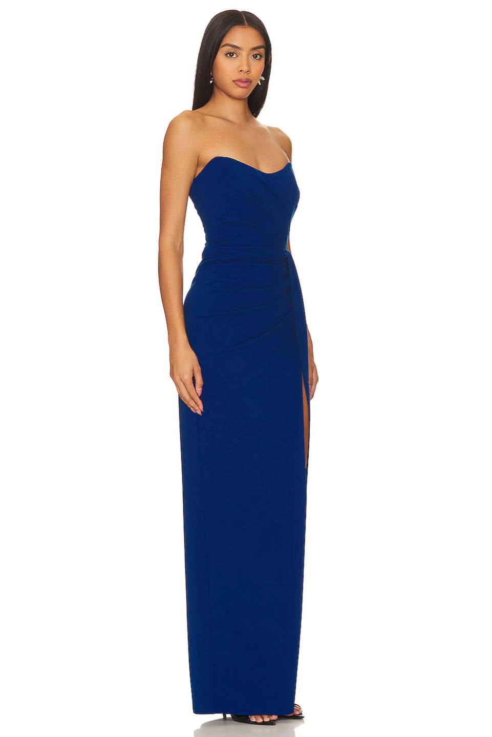 Strapless Ruched Slit Gown Royal Blue - photo 3