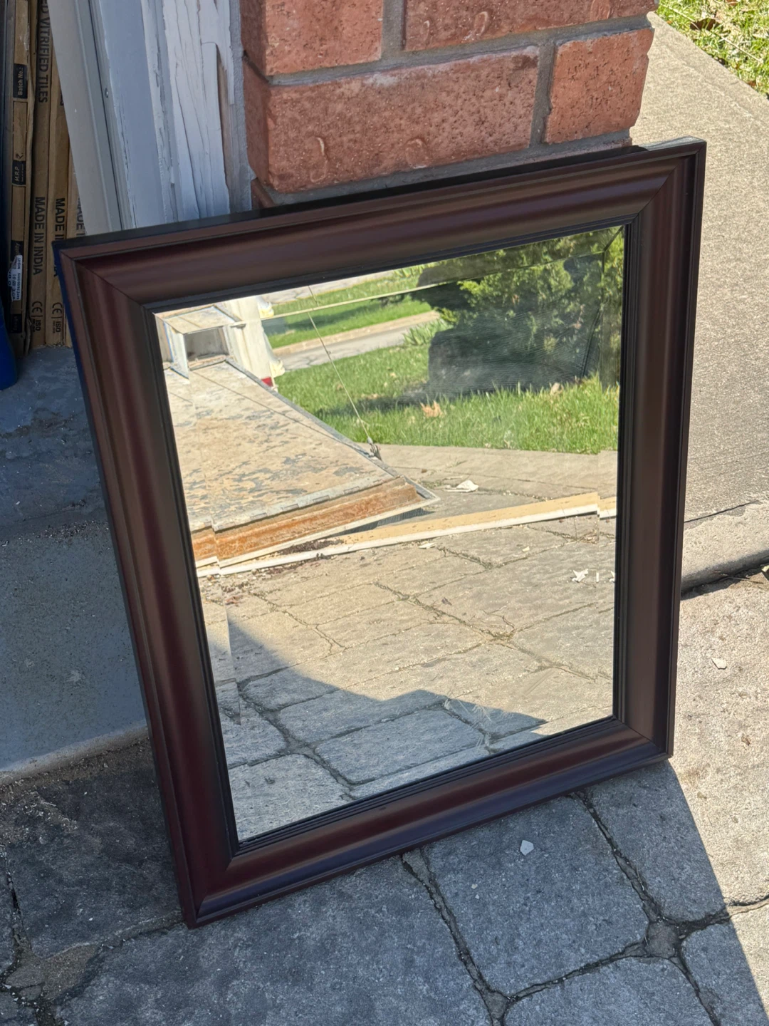 Dark Brown Framed Mirror