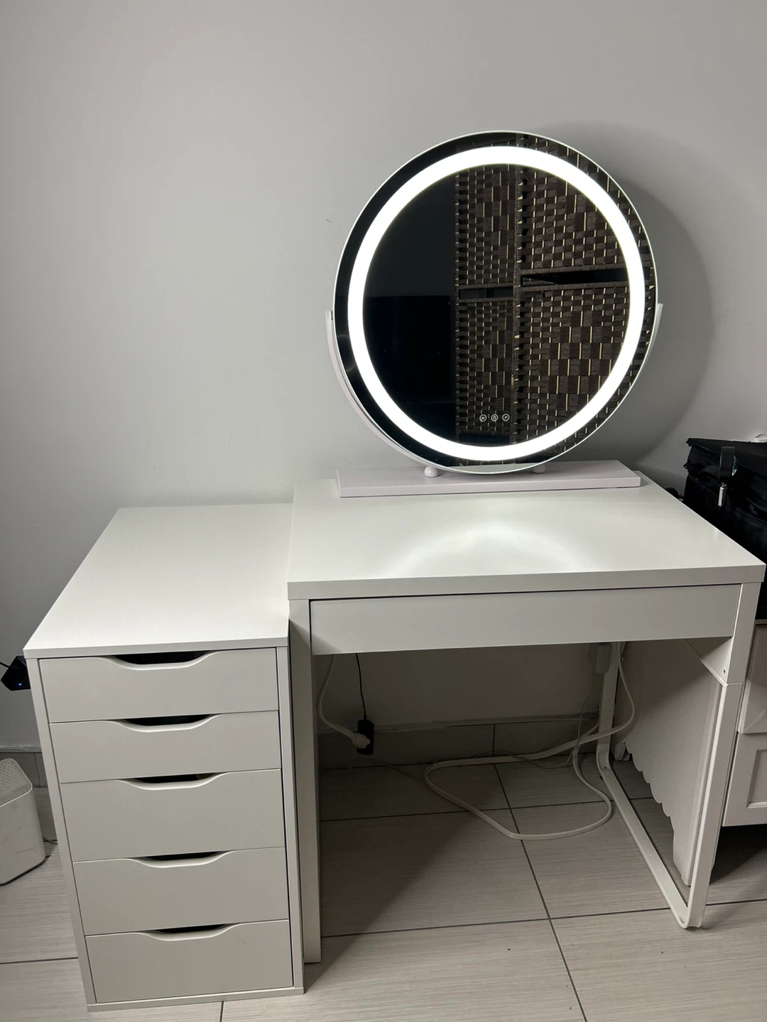 Modern Vanity Set with Adjustable LED Mirror