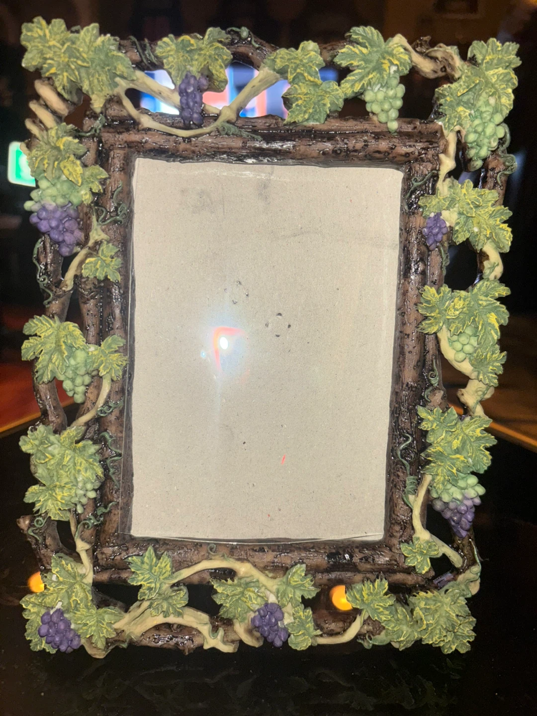 Decorative Photo Frame with Grapes and Leaves