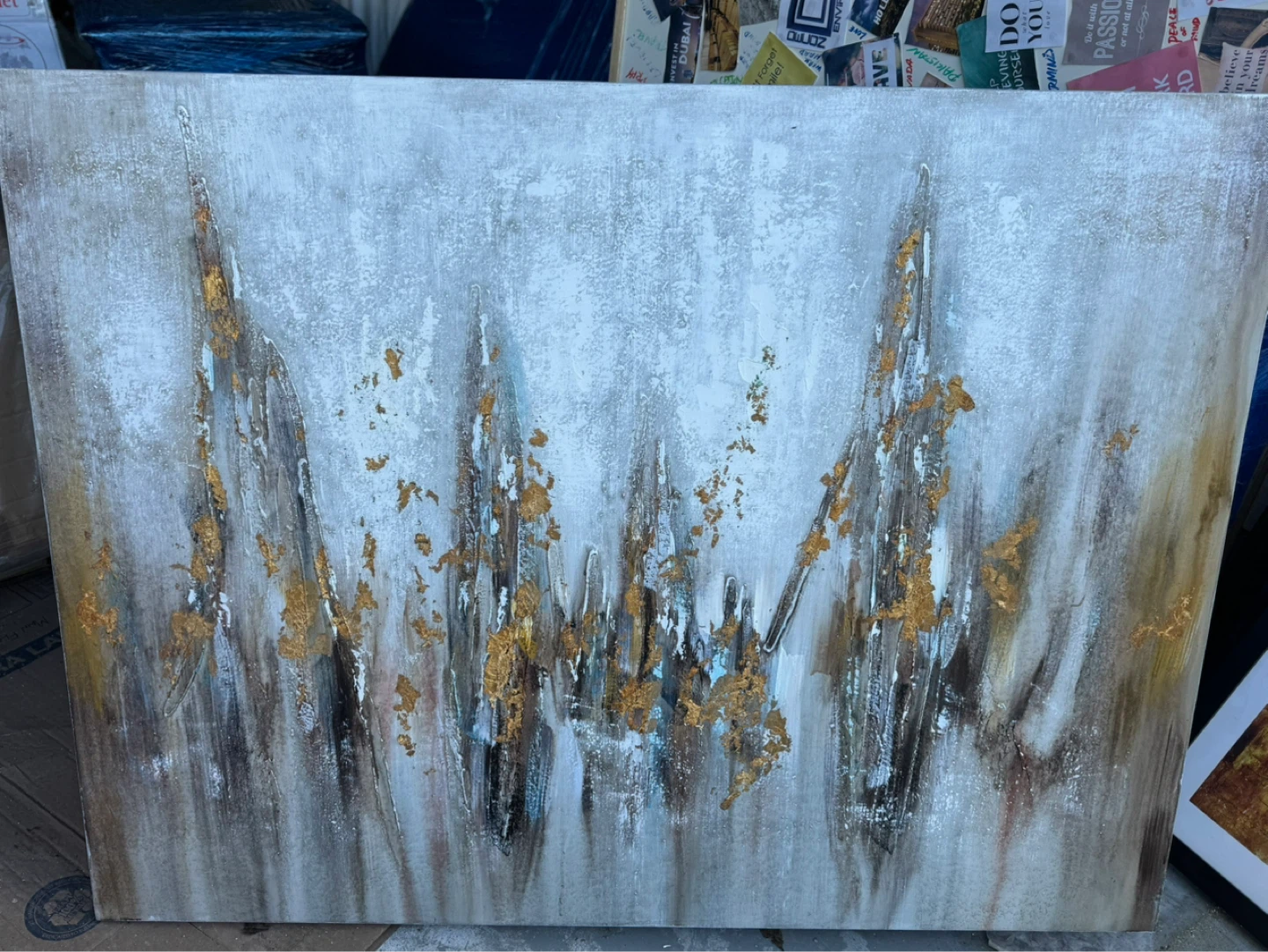 Abstract Textured Canvas Wall Art with Gold Accents