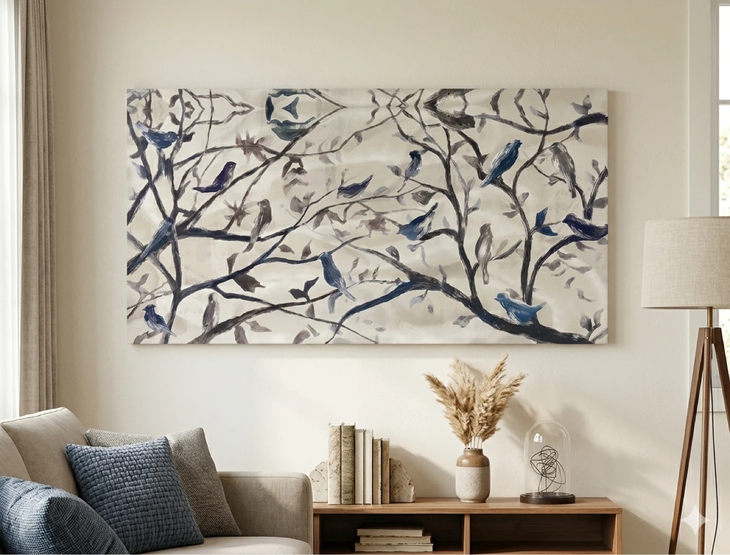 Abstract Bird Tree Canvas Wall Art
