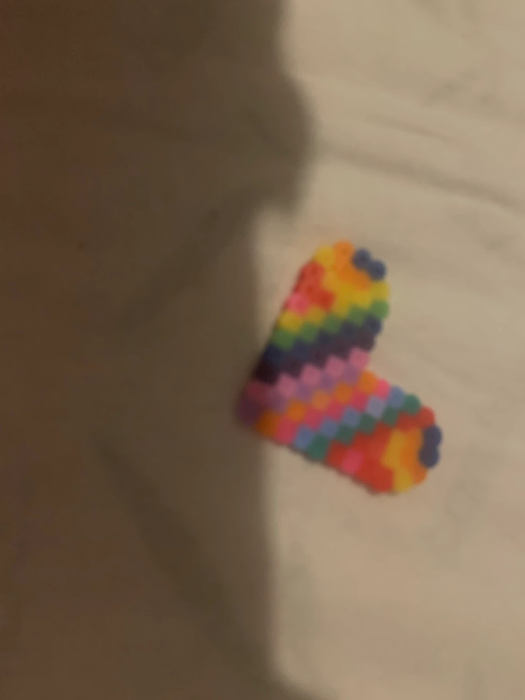 Handmade Rainbow Heart Perler Beads Art