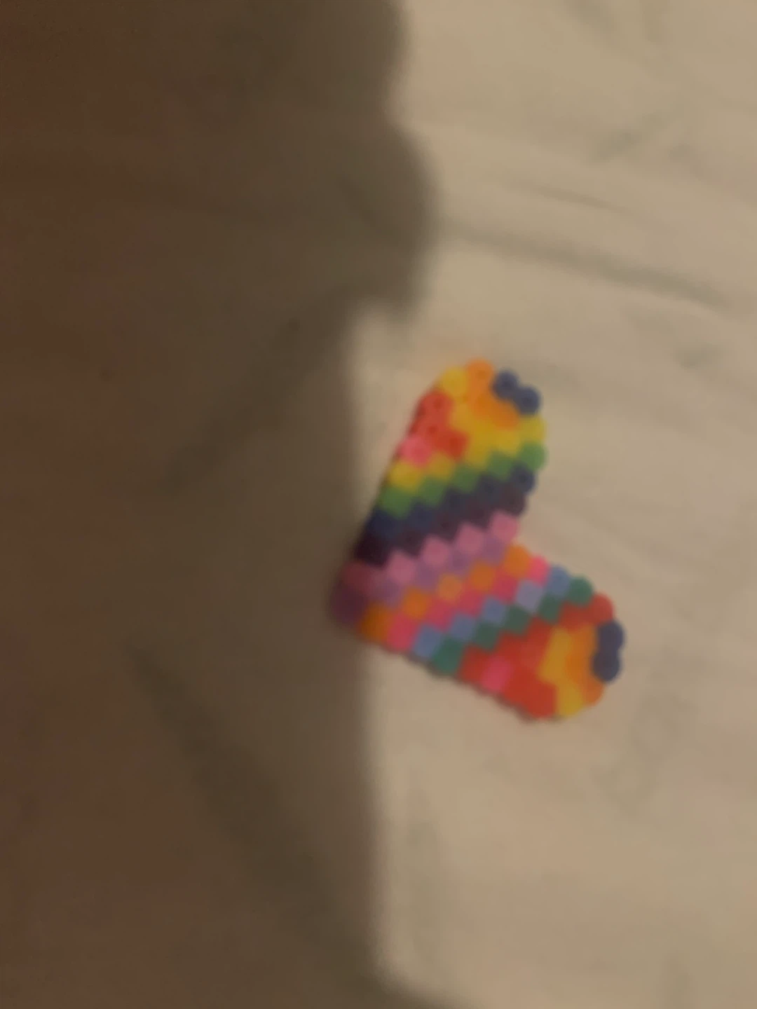 Handmade Rainbow Heart Perler Beads Art - photo 2