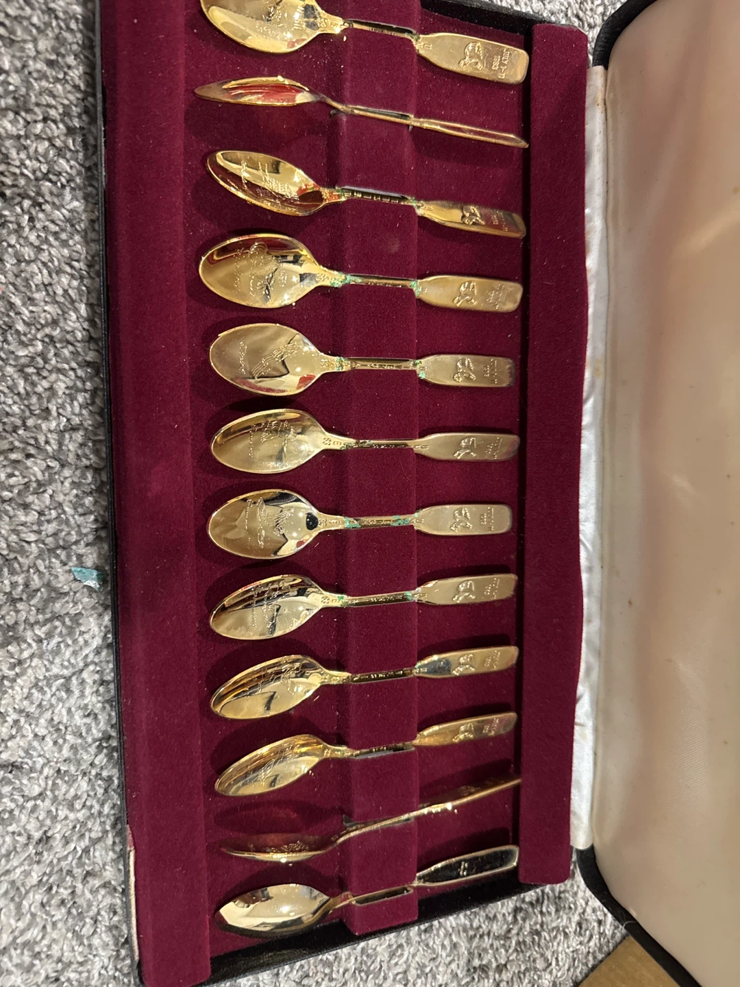 Set of 10 Gold-Plated Commemorative Spoons