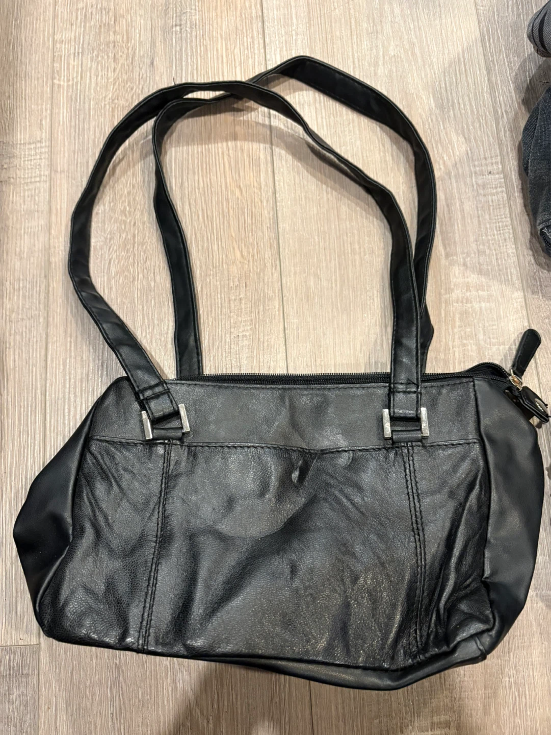 Jessica Black Faux Leather Shoulder Bag