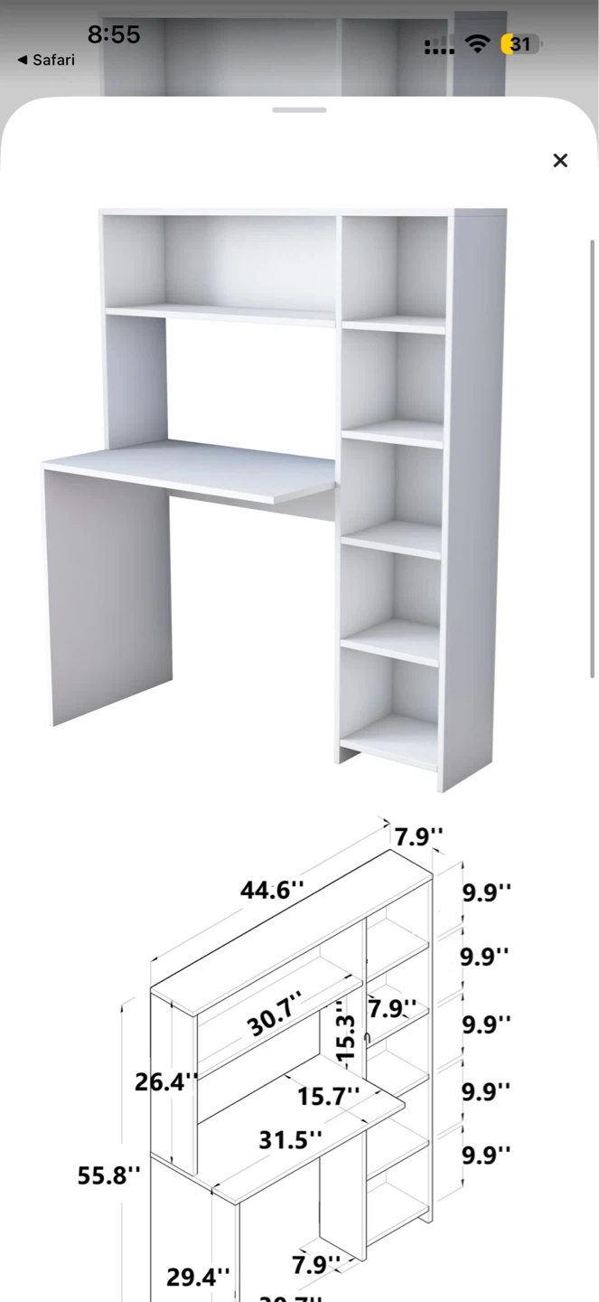 White Desk with Hutch and Shelving