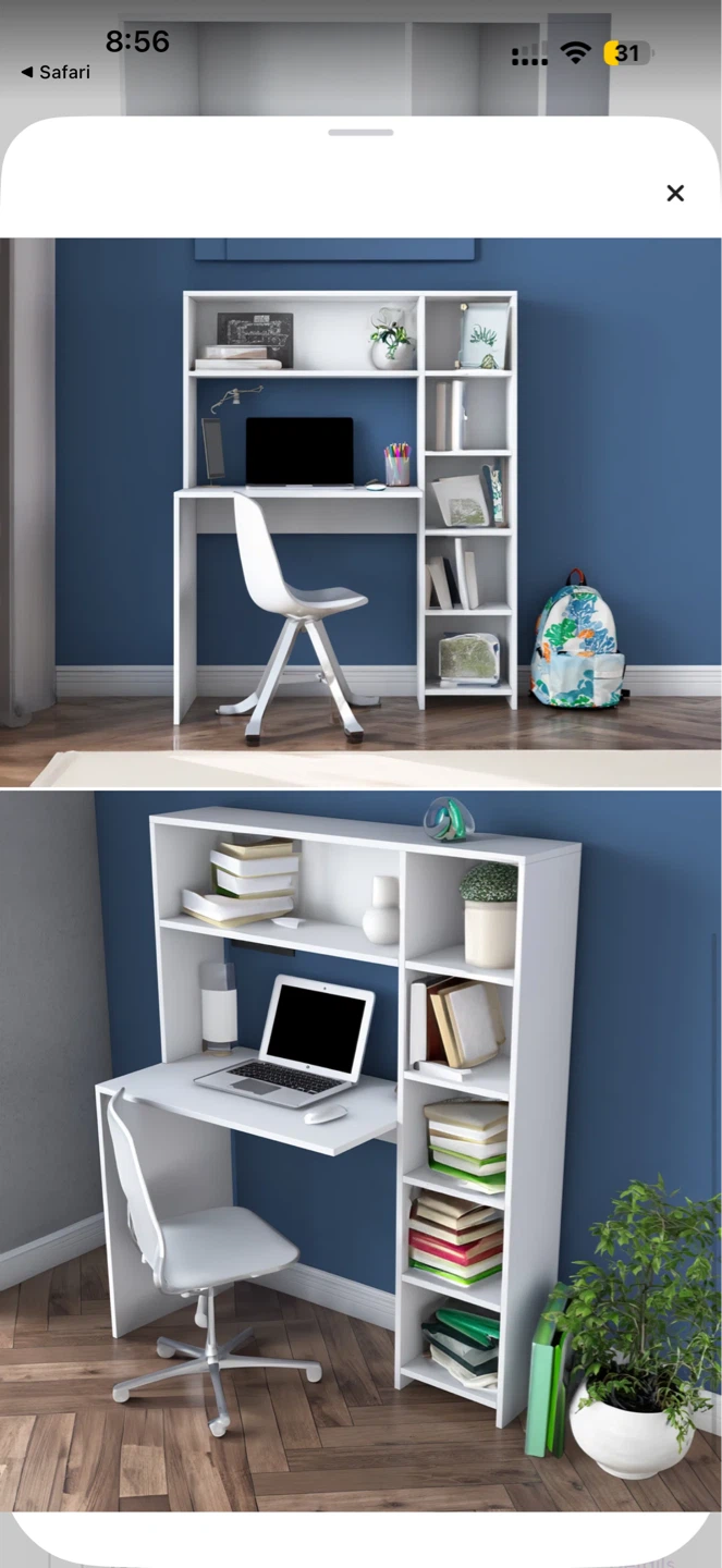 White Desk with Hutch and Shelving - photo 3
