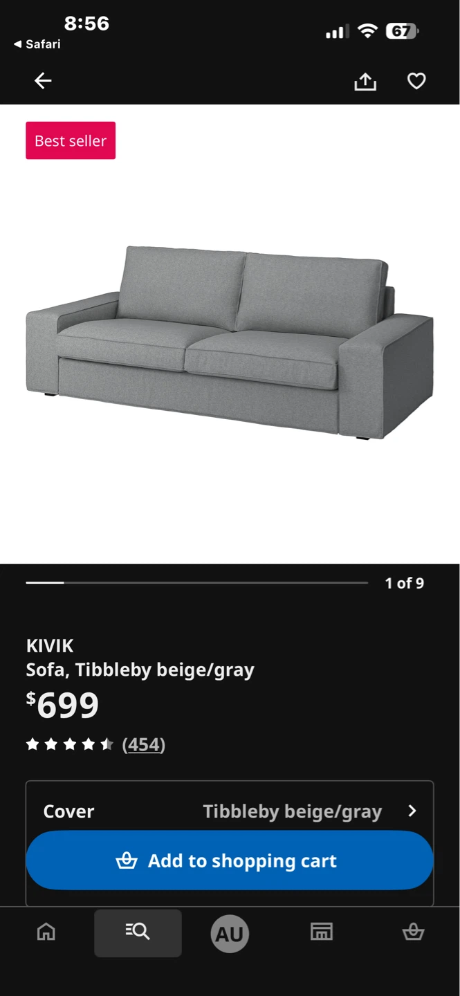 IKEA KIVIK Sofa in Tibbleby beige/gray