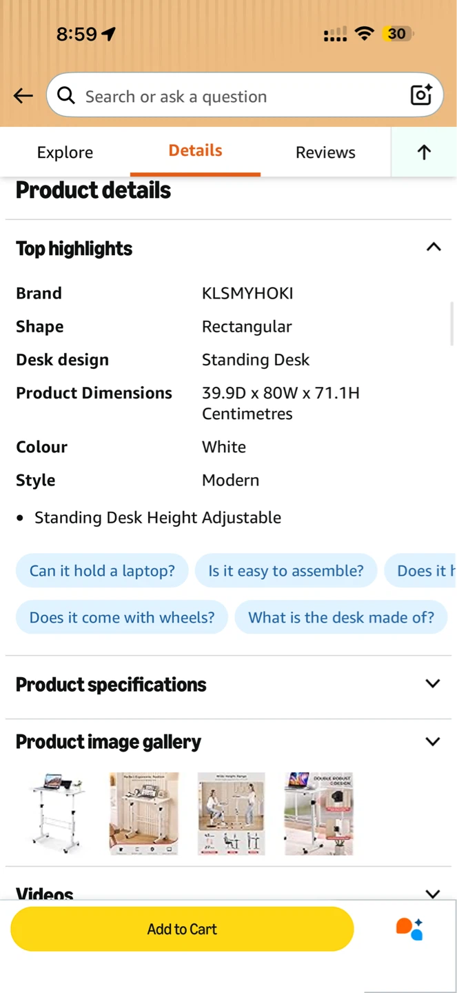 KLSMYHKI Small Standing Desk - photo 4