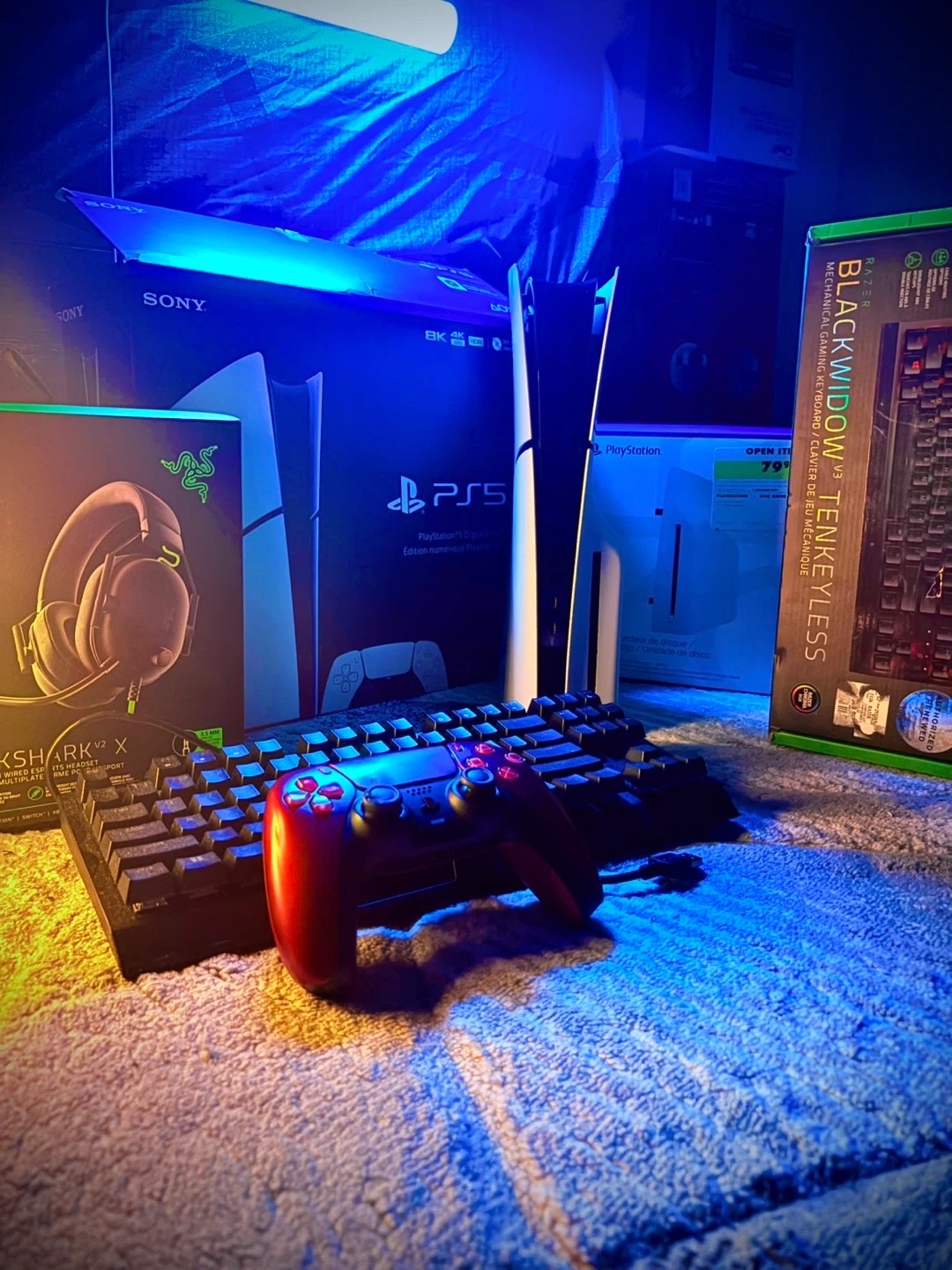 PS5 Disc Edition 1TB with Controller and Razer Accessories