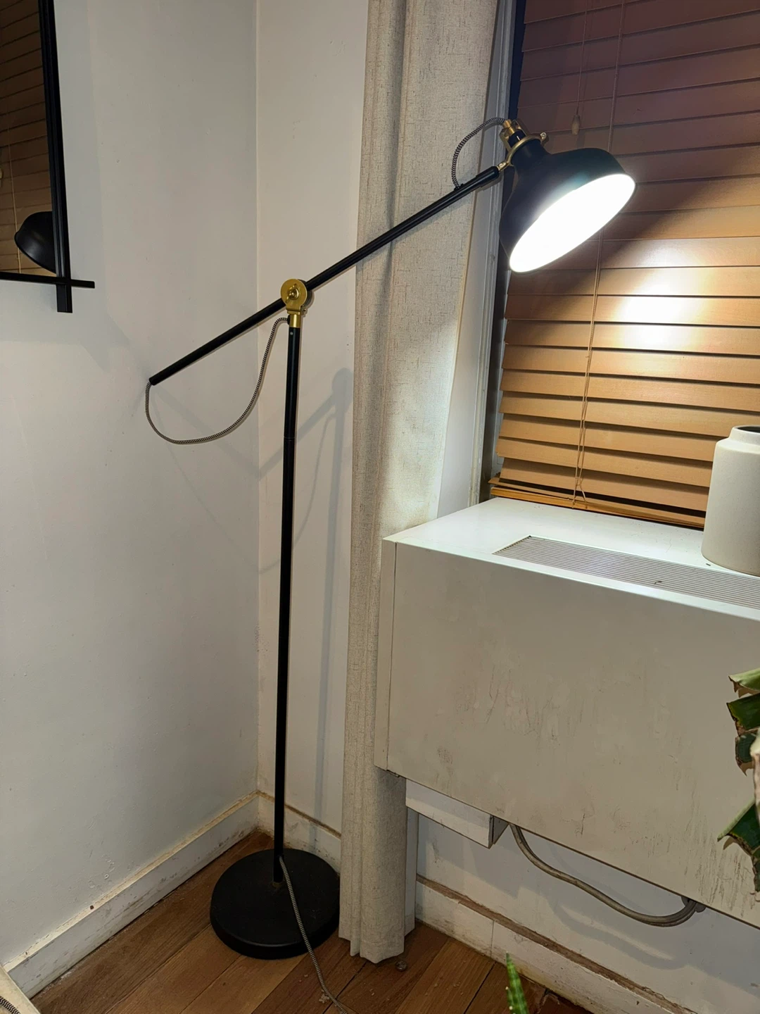 Black Floor Lamp with Gold Accents