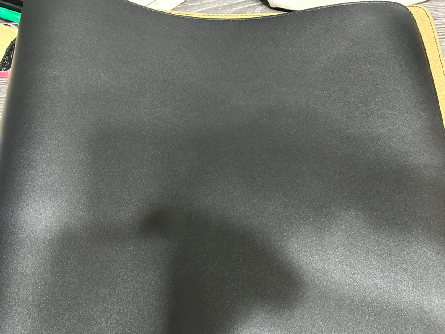 New-Desk Mat Pad - Large Size Black Faux Leather and Felt