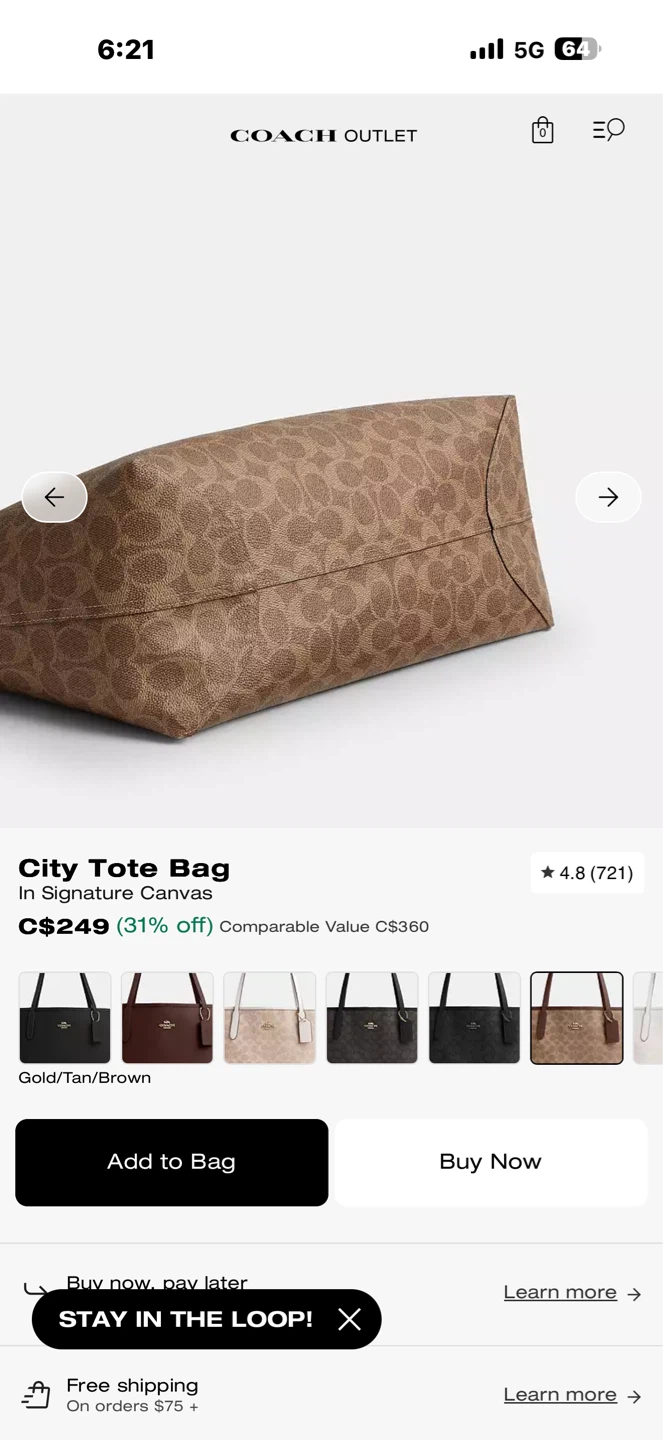 Coach City Tote Bag in Signature Canvas - Gold/Tan/Brown - photo 5