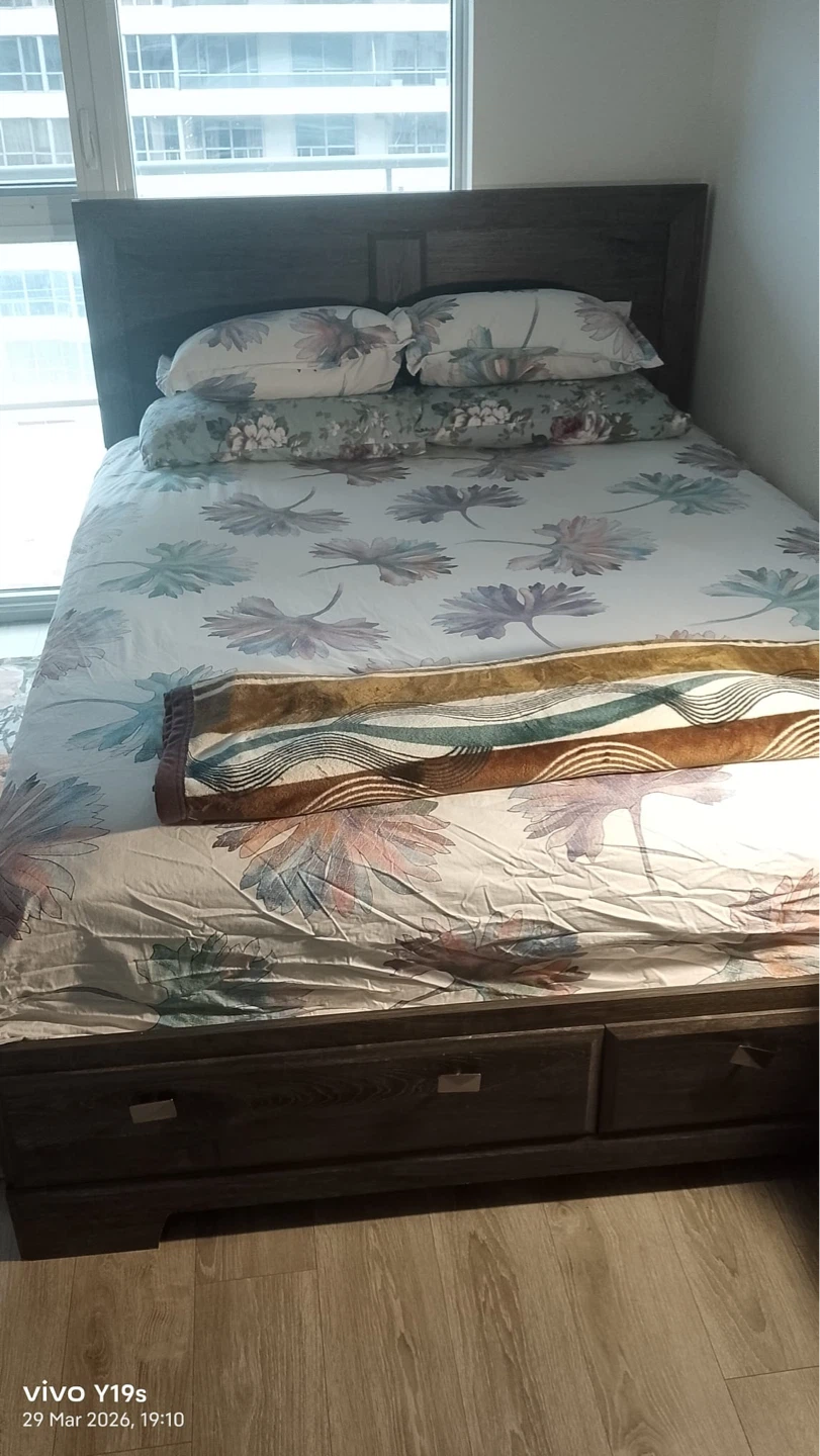Wooden Queen Bed Frame with Storage Drawers