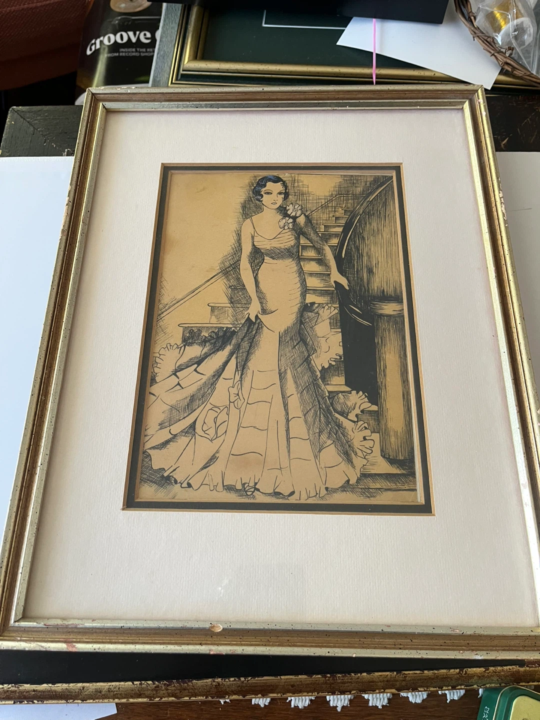 Art- Original Art- Vintage Ink Drawing - photo 5