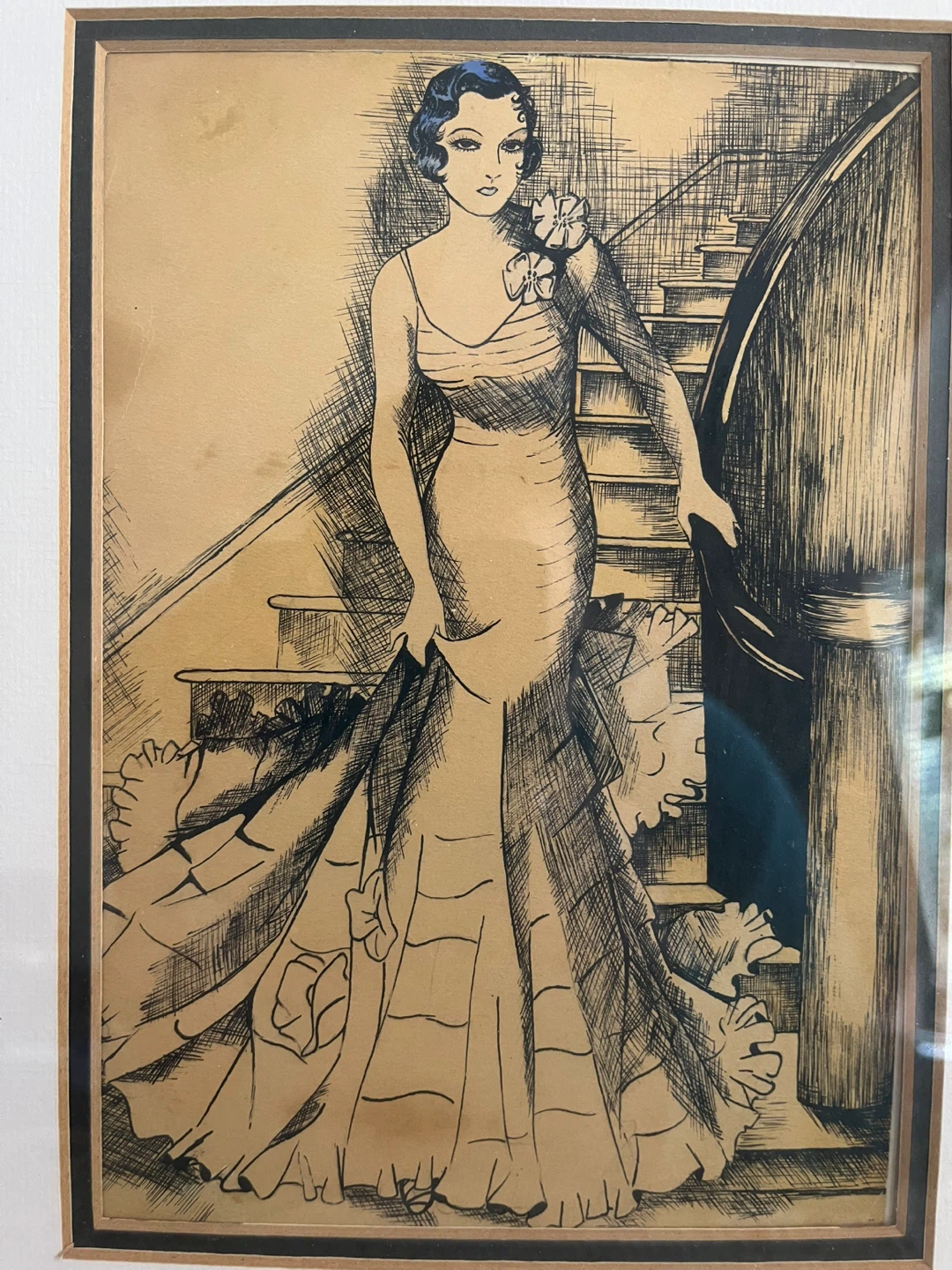 Art- Original Art- Vintage Ink Drawing - photo 4