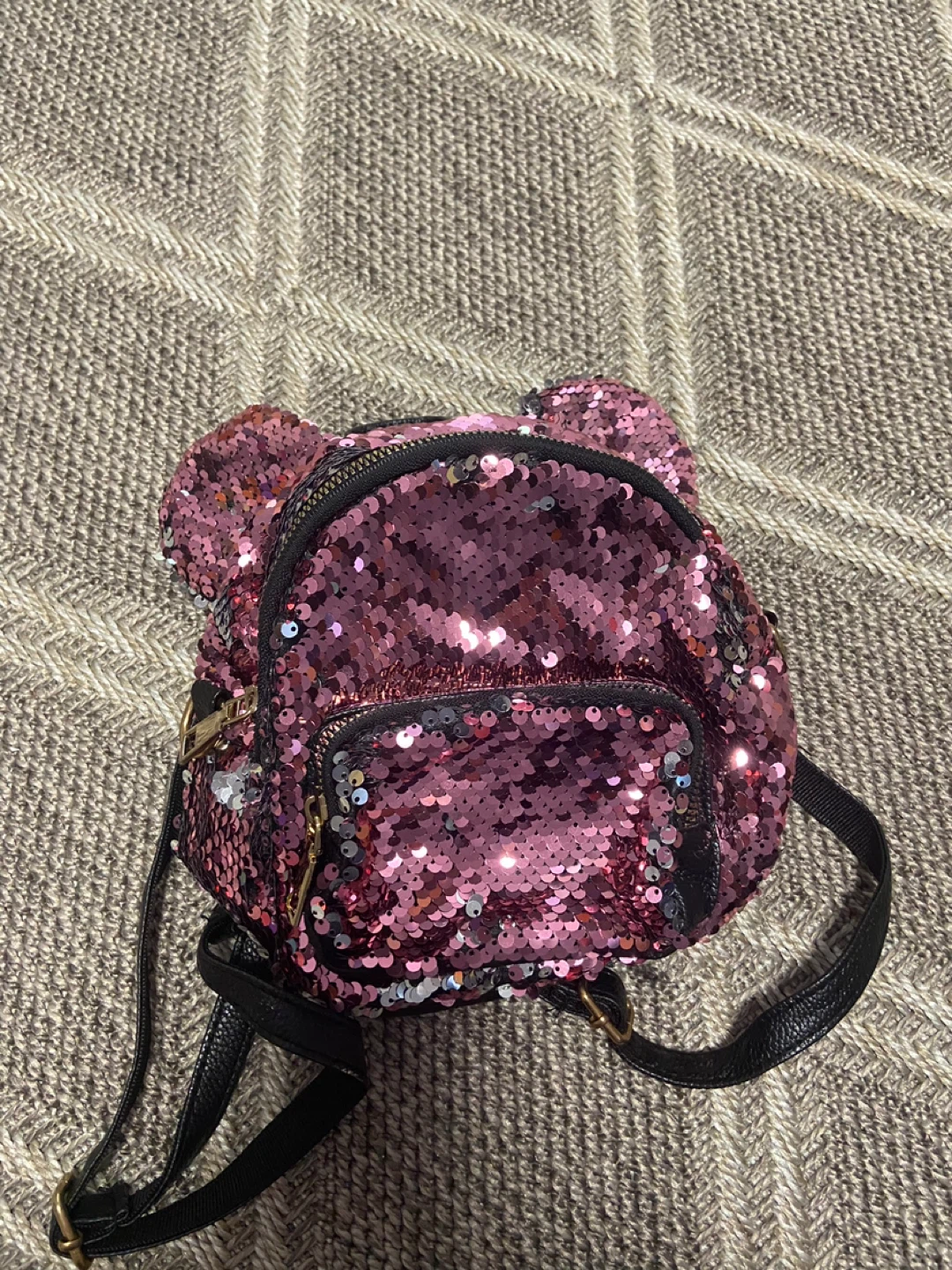 Pink Sequin Minnie Mouse Ears Mini Backpack