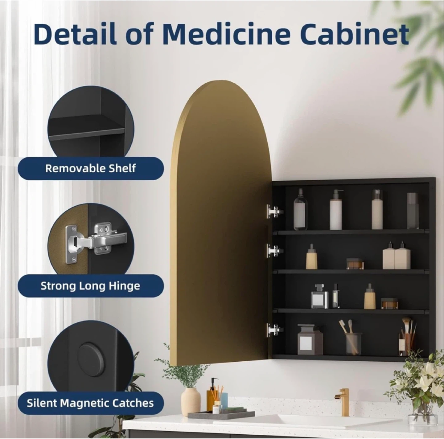 Arched Medicine Cabinet with Mirror - photo 3