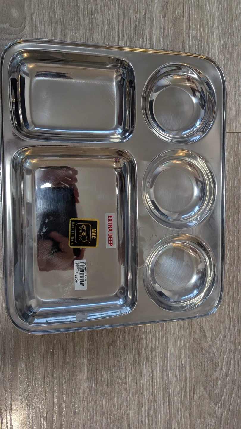 4 MAC Stainless Steel Thali / Dinner Plate with 4 Bowls