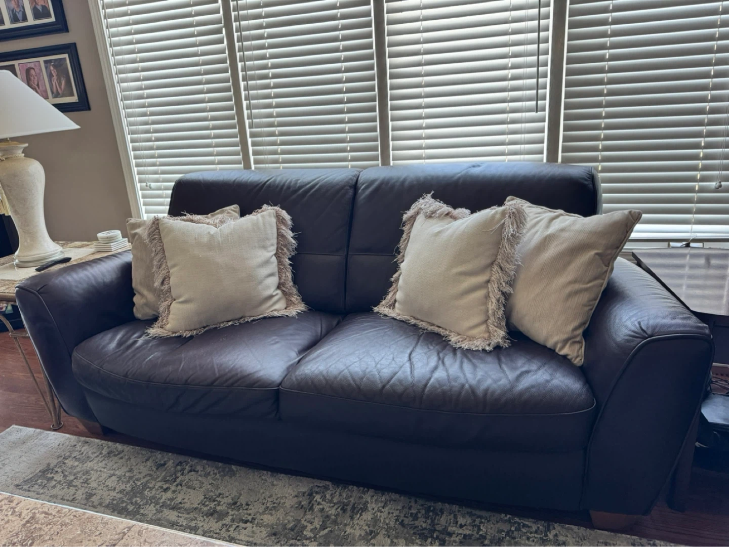 Dark Brown Leather Sofa Set - 3 Piece - photo 5