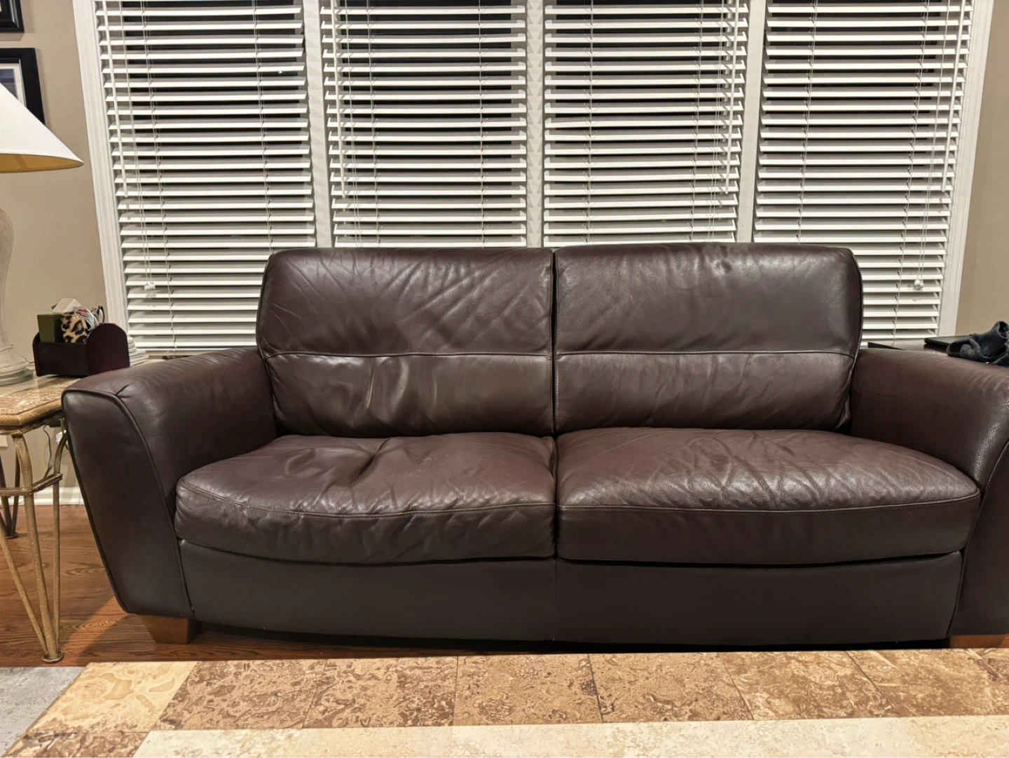 Dark Brown Leather Sofa Set - 3 Piece - photo 4