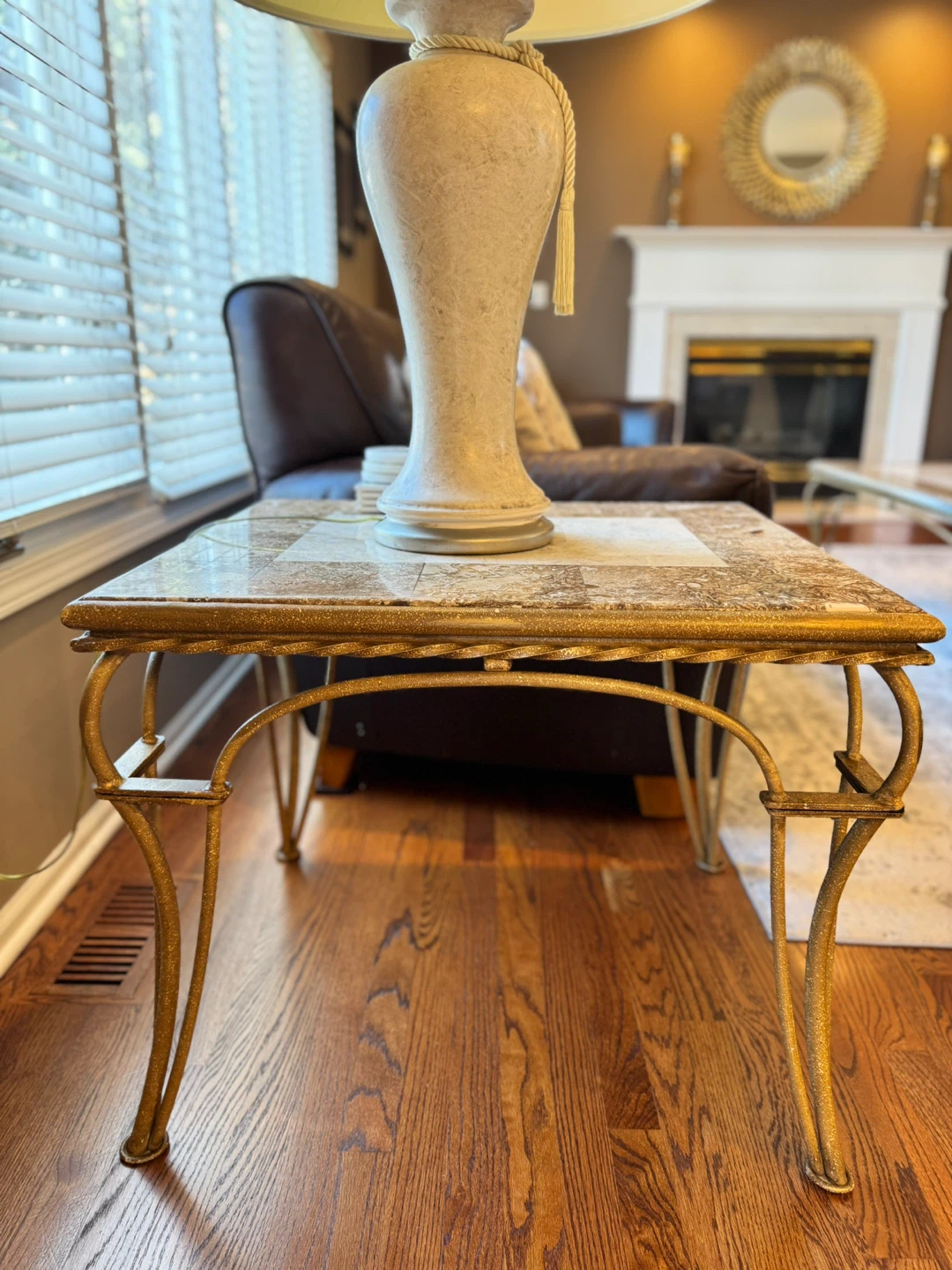 3 piece set Ornate Gold Metal sofa, end & Coffee Table  SET - photo 2