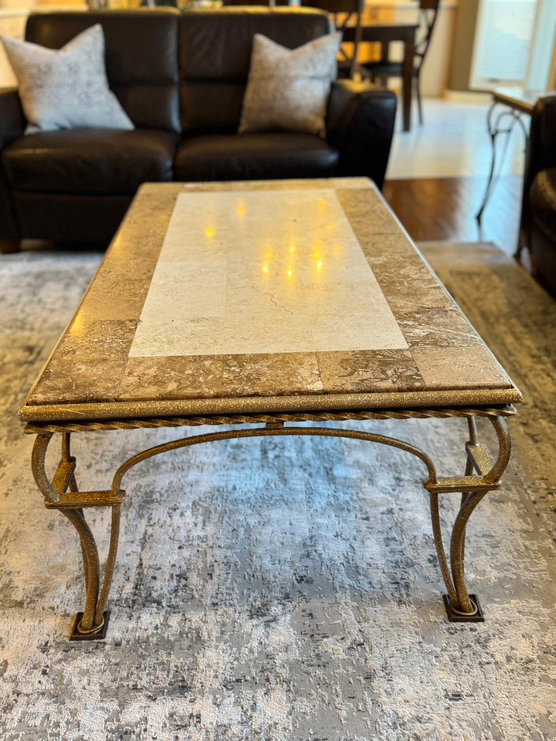 3 piece set Ornate Gold Metal sofa, end & Coffee Table  SET