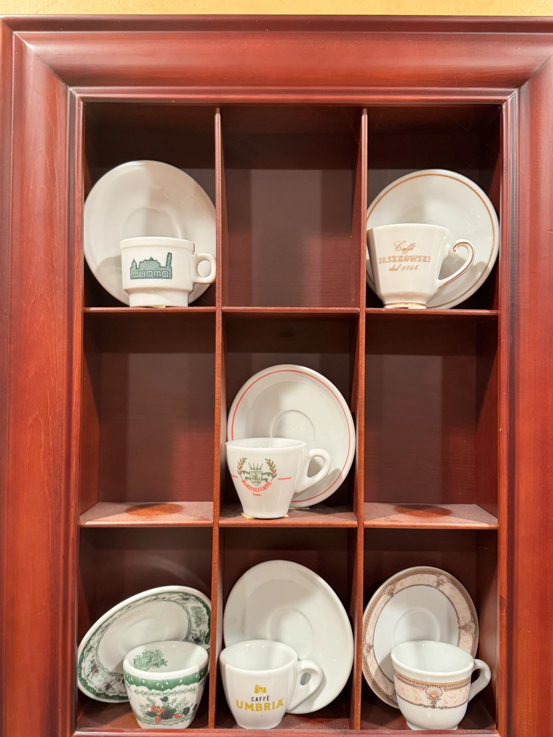 Wooden Cabinet with Porcelain Espresso Cups from Italy - photo 2